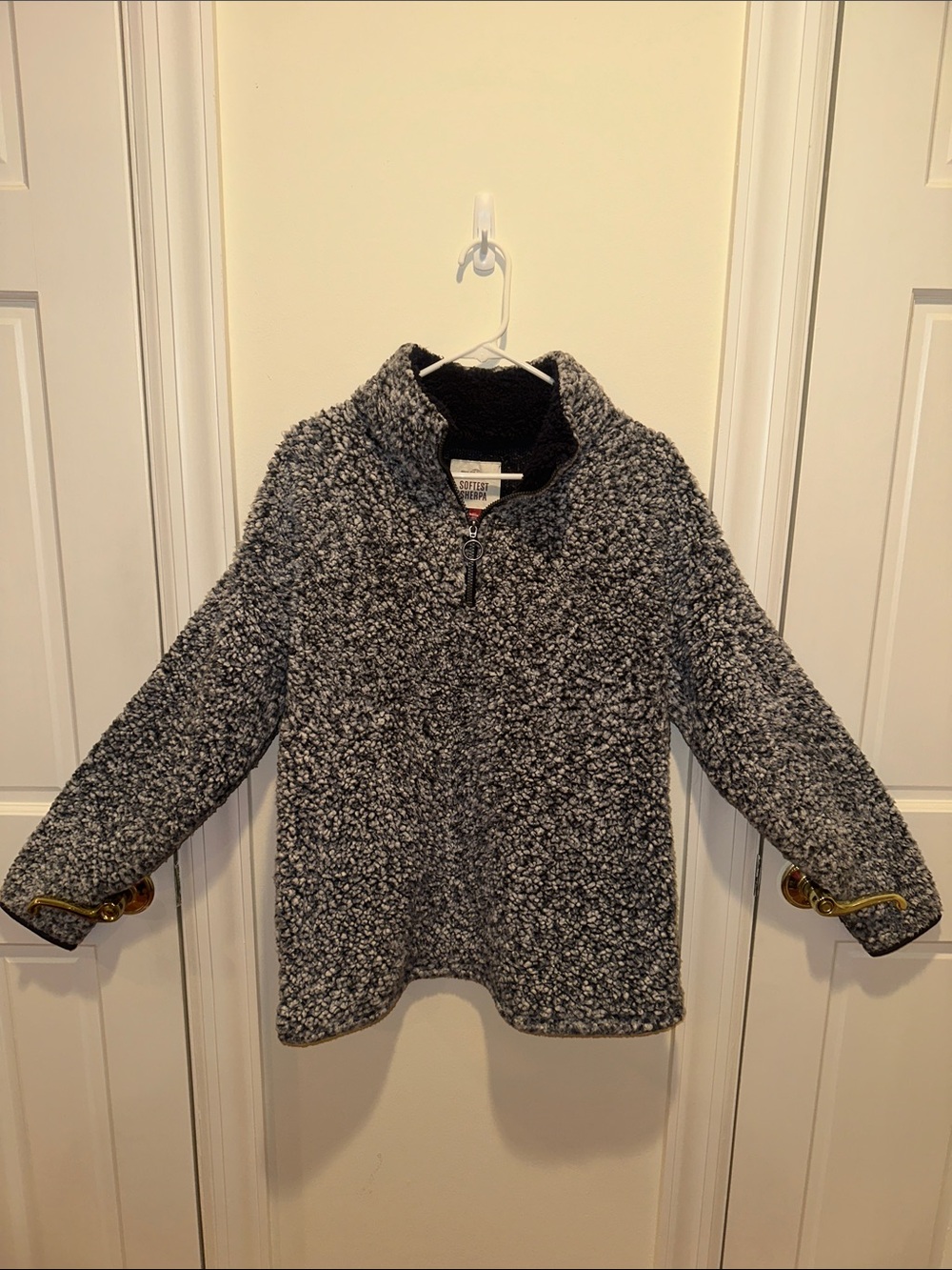 Woman’s Cozy Sherpa Half-Zip Jacket - Blue + Gray